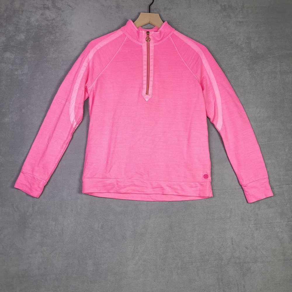 Lilly Pulitzer Ashlee Pullover Womens S Pink 1/2 Zip Mock Neck Raglan FLAW
